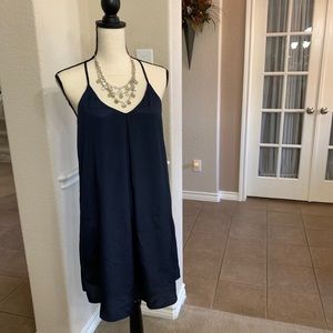 Papaya navy blue razor back slip mini dress Size M